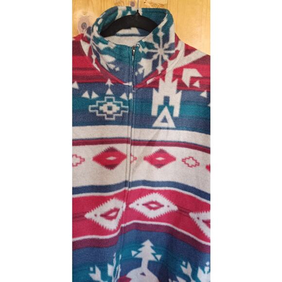 Vintage Jane Ashley Fleece Jacket Women's 2X Plus Size Gray Red Tribal Western - Picture 5 of 8